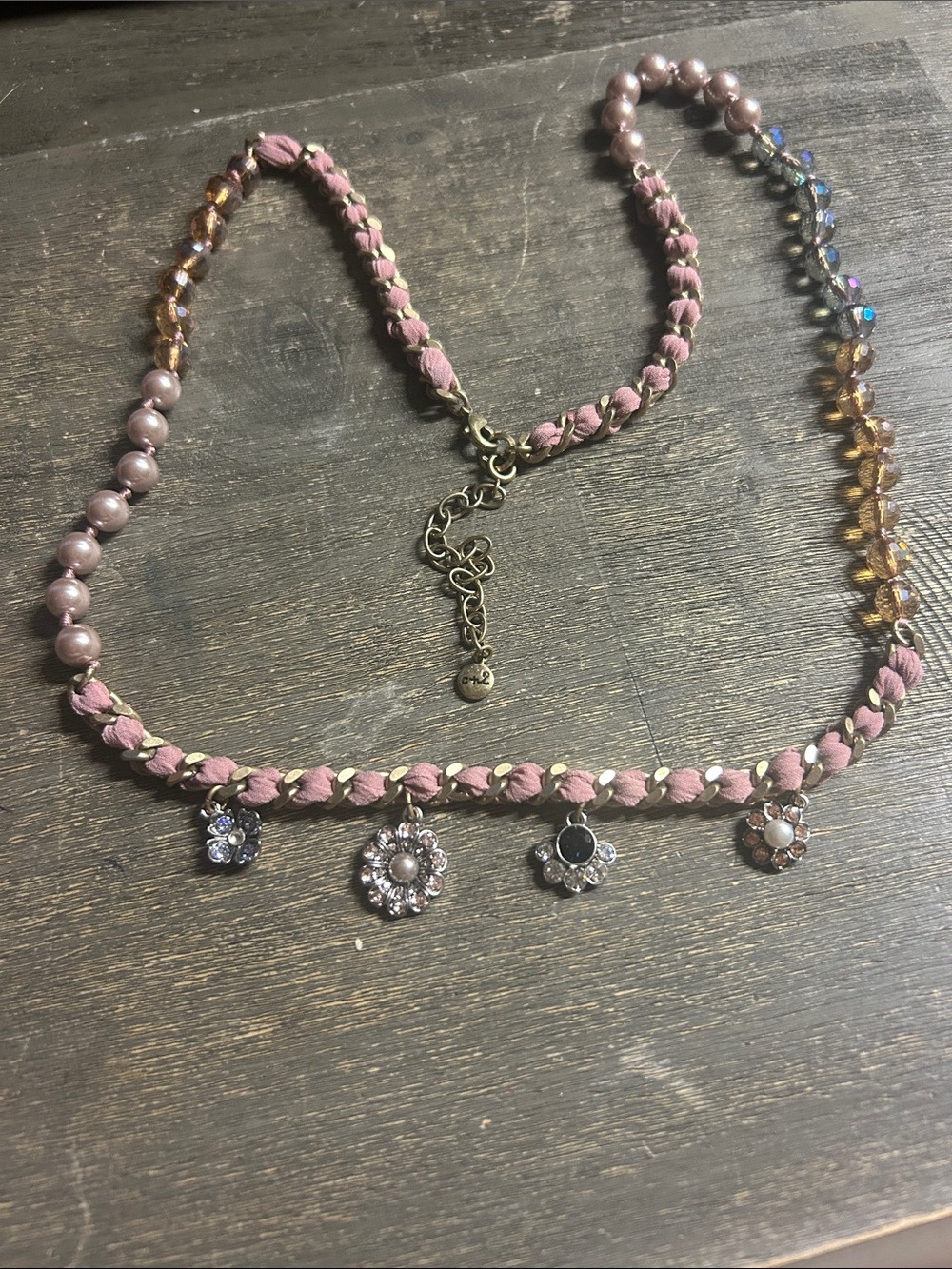 Chloe + Isabel Women's Pink Braided Charm Necklace with Flower Accents